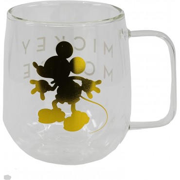 Taza Mickey Mouse Cristal Doble Pared 290 mls