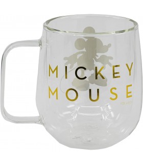 Taza Mickey Mouse Cristal Doble Pared 290 mls