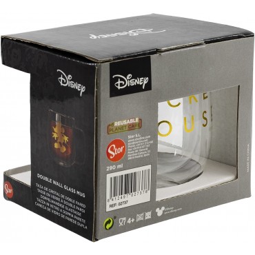 Taza Mickey Mouse Cristal Doble Pared 290 mls