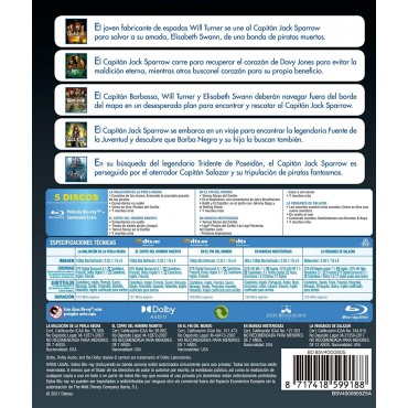 Colección Piratas Del Caribe 1-5 [Blu-ray] (2003, 2006, 2007, 2007, 2017)