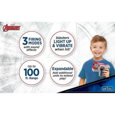 Set Pistolas Láser Marvel Vengadores Assemble Laser Tag Blaster Con Luz, Sonido y Vibración