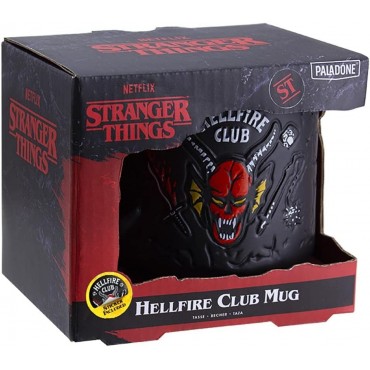 Taza Hellfire Club Stranger Things Relieve Cerámica 400 mls + Sticker