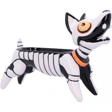 Figura Perro Diego Esqueleto Bandeja Joyero Cerámica 22,2 cms