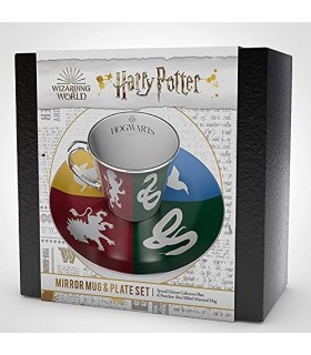 Set Harry Potter Taza Espejo y Plato Cuatro Casas Hogwarts 300 mls
