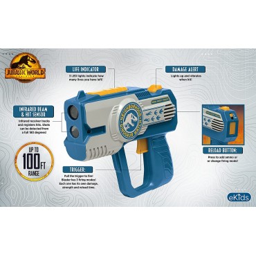 Set Pistolas Laser Jurassic World Dominion Laser Tag Blaster Con Luz, Sonido y Vibración