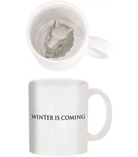 Taza Casa Stark Juego de Tronos GOT Cerámica con Lobo Esculpido en el Interior 320 mls