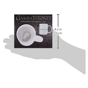 Taza Casa Stark Juego de Tronos GOT Cerámica con Lobo Esculpido en el Interior 320 mls