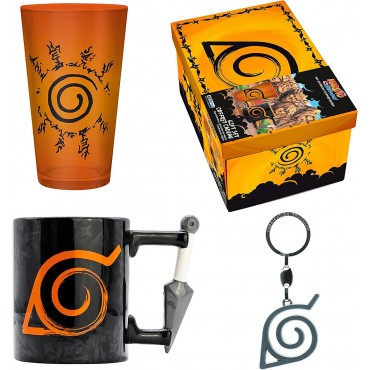 Pack de Regalo Naruto Shippuden Vaso 400 mls + Taza Cerámica 460 mls + Llavero Metal