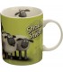 Taza La Oveja Shaun Rebaño Sobre Fondo Verde Porcelana 350 mls