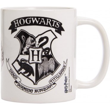 Taza Hogwarts Escudo Negro Harry Potter Cerámica 315 mls