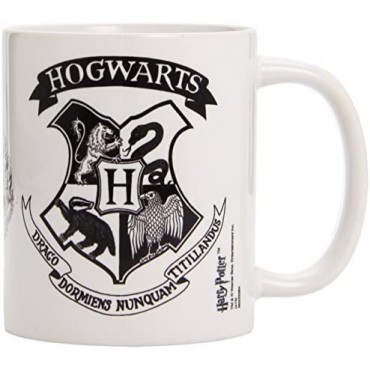 Taza Hogwarts Escudo Negro Harry Potter Cerámica 315 mls
