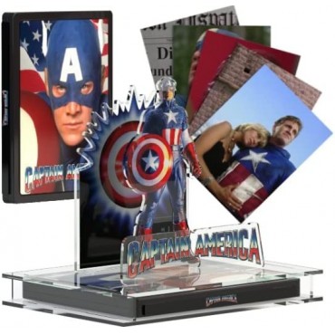 Display 3D Capitán América (1990) Expositor Steelbook Versión 3 + Blu Ray 