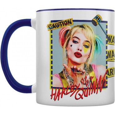 Taza Harley Quinn Warning Birds Of Prey Aves De Presa Cerámica 315 mls