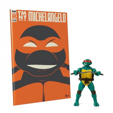 Figura Michelangelo TMNT Las Tortugas Ninja Con Cómic Articulada 13,5 cms