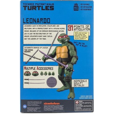 Figura Leonardo TMNT Las Tortugas Ninja Con Cómic Articulada 13,5 cms