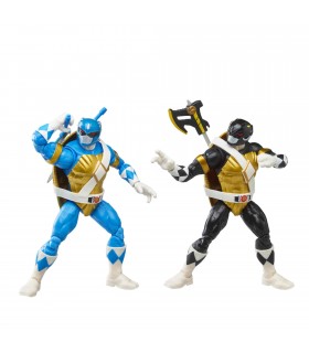 Pack Figuras Power Rangers X Teenage Mutant Ninja Turtles Morphed Donatello Negro y Morphed Leonardo Azul Articuladas 15 cms