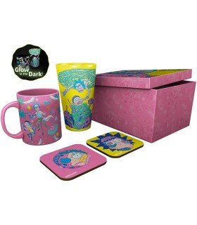 Set Regalo Rick & Morty Taza 285 mls + Vaso Cristal 500 mls + 2 Posavasos
