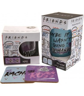 Set Regalo Friends Taza 285 mls + Vaso Cristal 500 mls + 2 Posavasos