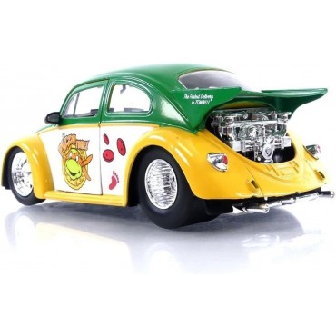 Réplica Escarabajo Volkswagen Drag Beetle 1959 Y Figura Michelangelo Las Tortugas Ninja Teenage Mutant Ninja Turtles 17 cms