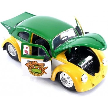 Réplica Escarabajo Volkswagen Drag Beetle 1959 Y Figura Michelangelo Las Tortugas Ninja Teenage Mutant Ninja Turtles 17 cms