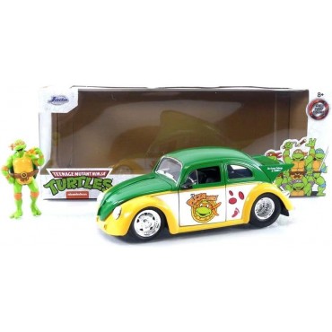 Réplica Escarabajo Volkswagen Drag Beetle 1959 Y Figura Michelangelo Las Tortugas Ninja Teenage Mutant Ninja Turtles 17 cms