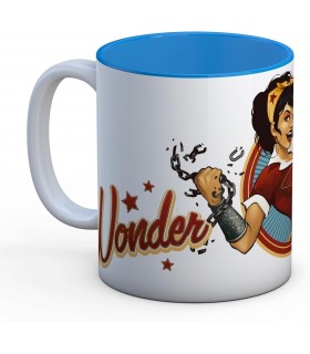 Taza Wonder Woman Vintage Rompiendo Cadena DC Bombshells Cerámica 325 mls 