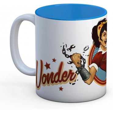 Taza Wonder Woman Vintage Rompiendo Cadena DC Bombshells Cerámica 325 mls 