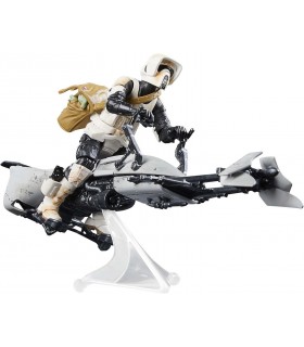 Set Figuras Speeder Bike Scout Trooper Y Grogu The Mandalorian Star Wars Articuladas 9,5 cms