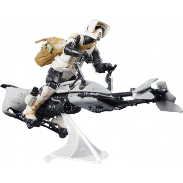 Set Figuras Speeder Bike Scout Trooper Y Grogu The Mandalorian Star Wars Articuladas 9,5 cms