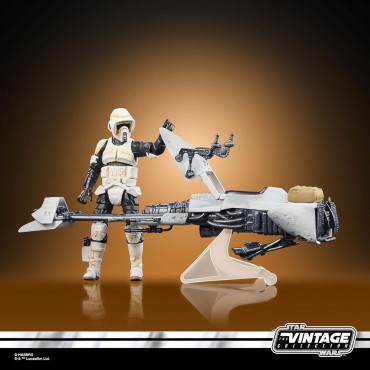 Set Figuras Speeder Bike Scout Trooper Y Grogu The Mandalorian Star Wars Articuladas 9,5 cms
