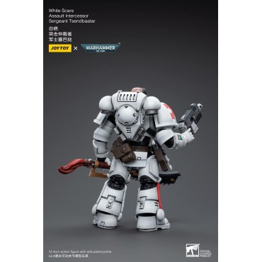 Figura White Scars Assault Intercessor Sergeant Tsendbaatar Warhammer 40000 Articulada 12 cms