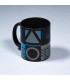 Taza Play Station Iconos Azul y Negro Cerámica 325 mls