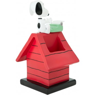 Bote Lapiceros Snoopy Escribiendo Sobre Caseta Roja Snoopy Peanuts Resina 19 cms