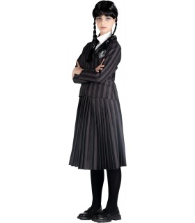 Disfraz Uniforme Colegio Con Peluca Wednesday Addams Miércoles Addams Talla M
