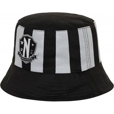 Gorro Pesquero Rayas Grises Wednesday Miércoles Addams