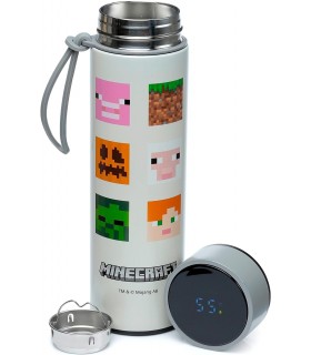 Botella Térmica Caras Personajes Minecraft Con Termómetro Digital 450 mls