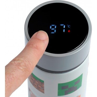 Botella Térmica Caras Personajes Minecraft Con Termómetro Digital 450 mls