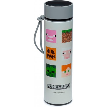 Botella Térmica Caras Personajes Minecraft Con Termómetro Digital 450 mls