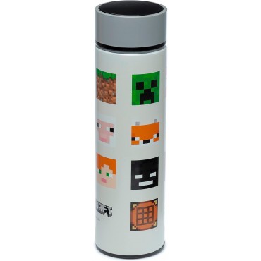 Botella Térmica Caras Personajes Minecraft Con Termómetro Digital 450 mls
