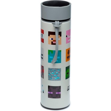 Botella Térmica Caras Personajes Minecraft Con Termómetro Digital 450 mls