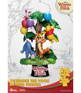 Diorama Winnie The Pooh Y Sus Amigos Con Globos Disney 16 cms