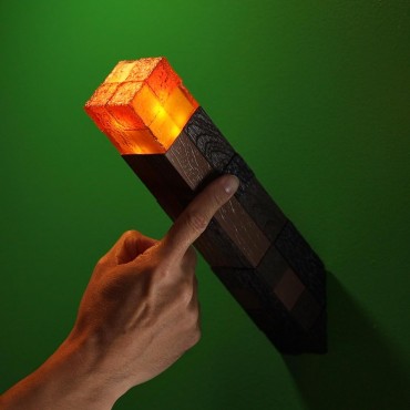 Réplica Antorcha Con Luz Minecraft 25 cms