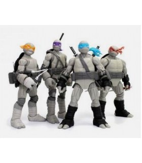 Figuras Las Tortugas Ninja Black & White Pack de 4 figuras Raphael, Leonardo, Michelangelo y Donatello Articuladas 13 cms