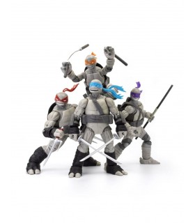 Figuras Las Tortugas Ninja Black & White Pack de 4 figuras Raphael, Leonardo, Michelangelo y Donatello Articuladas 13 cms