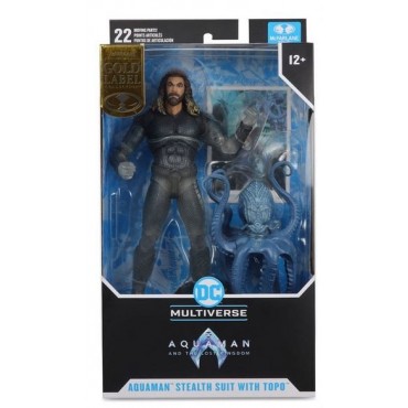 Figura Aquaman Stealth Suit Con Topo Aquaman Y El Reino Perdido Articulada 18 cms