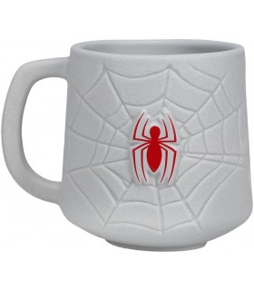 Taza 3D Telaraña Y Logo Spider-Man Cerámica 500 mls