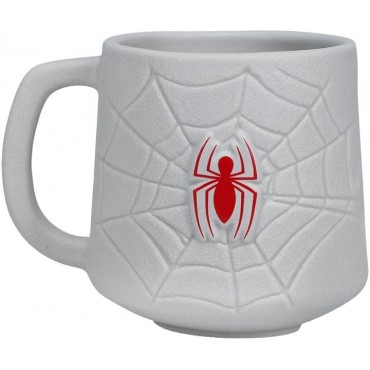 Taza 3D Telaraña Y Logo Spider-Man Cerámica 500 mls