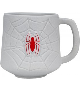 Taza 3D Telaraña Y Logo Spider-Man Cerámica 500 mls