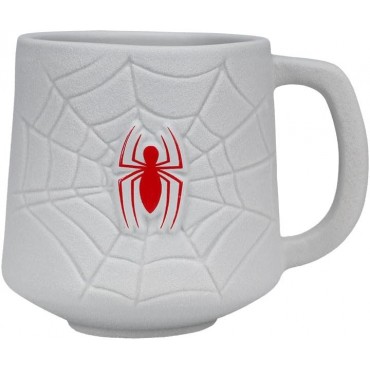 Taza 3D Telaraña Y Logo Spider-Man Cerámica 500 mls
