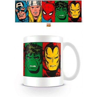Taza Caras Héroes Marvel Retro 320 mls